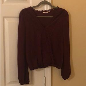 Burgundy surplice lace top